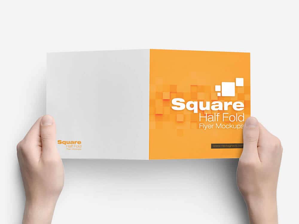 Square Half Fold Brochure Mockups
