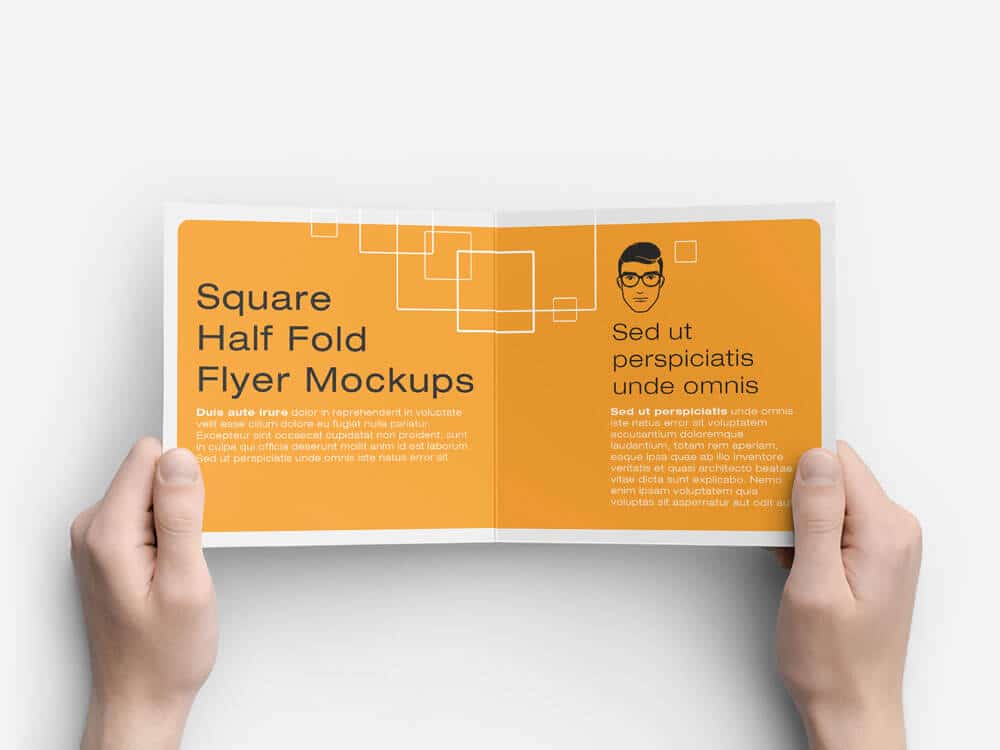 Square Half Fold Brochure Mockups