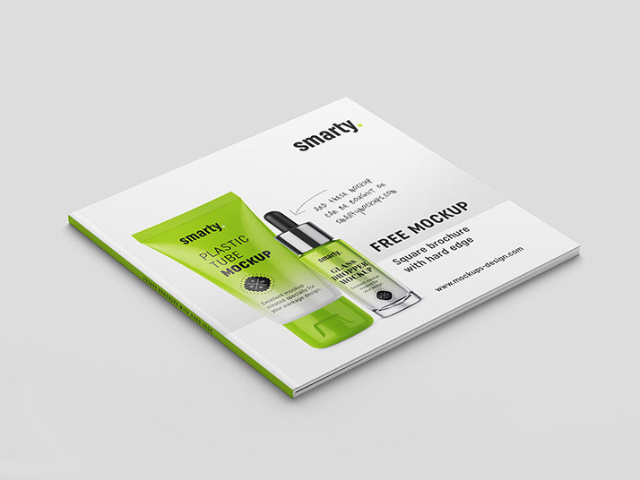 Square Brochure Book with Hard Edge Mockup