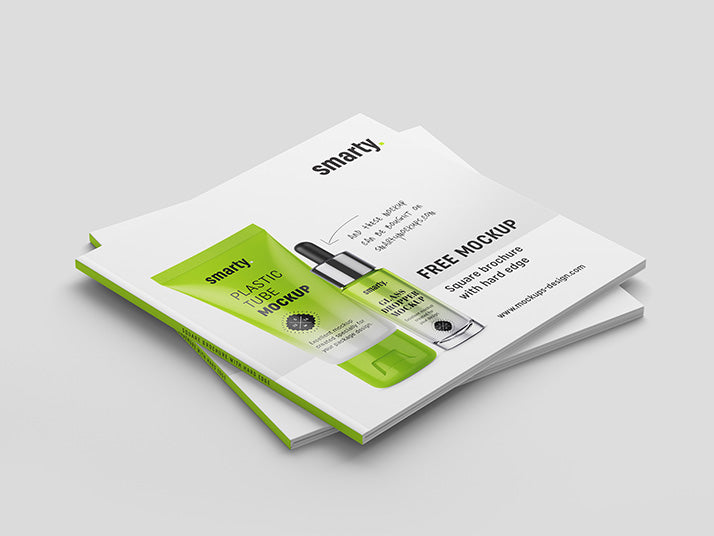 Square Brochure Book with Hard Edge Mockup