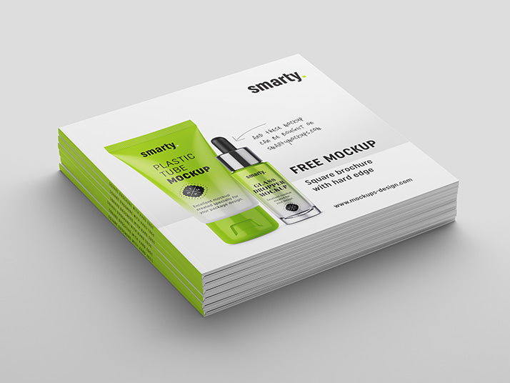 Square Brochure Book with Hard Edge Mockup