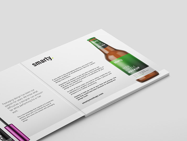 Square Brochure Book with Hard Edge Mockup