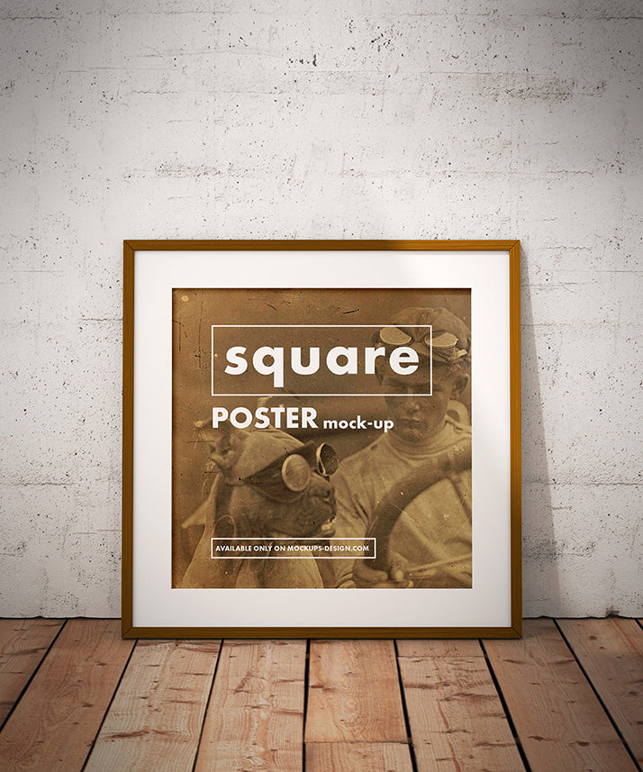 Clean Wooden Square Frame or Poster Mockups (2 Views or Angles)
