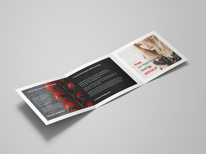 4 x Square Trifold Brochure Leaflet Mockup
