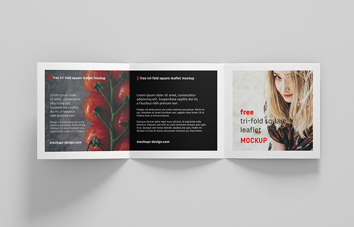 4 x Square Trifold Brochure Leaflet Mockup