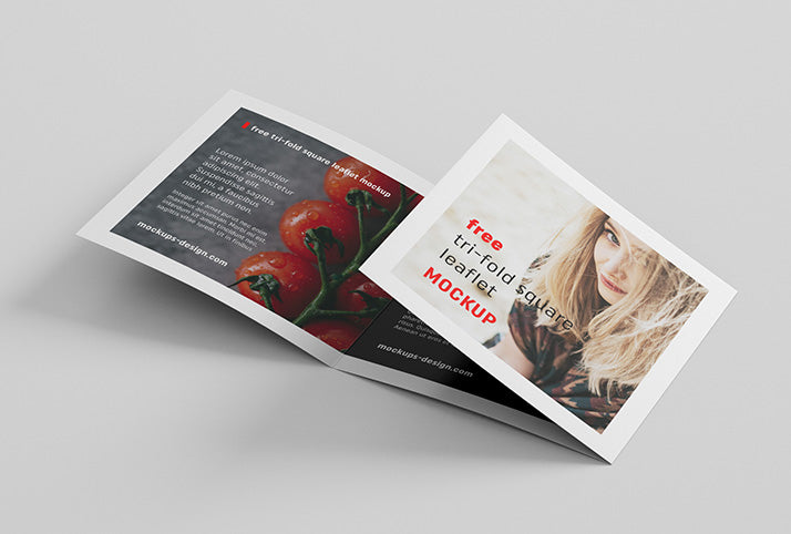 4 x Square Trifold Brochure Leaflet Mockup