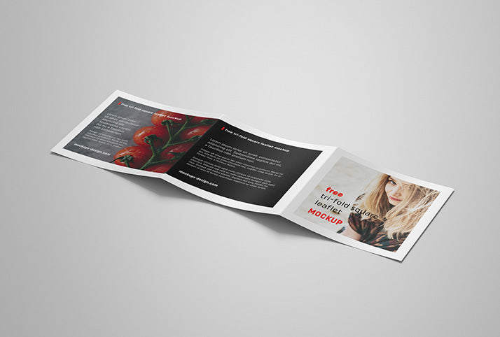 4 x Square Trifold Brochure Leaflet Mockup