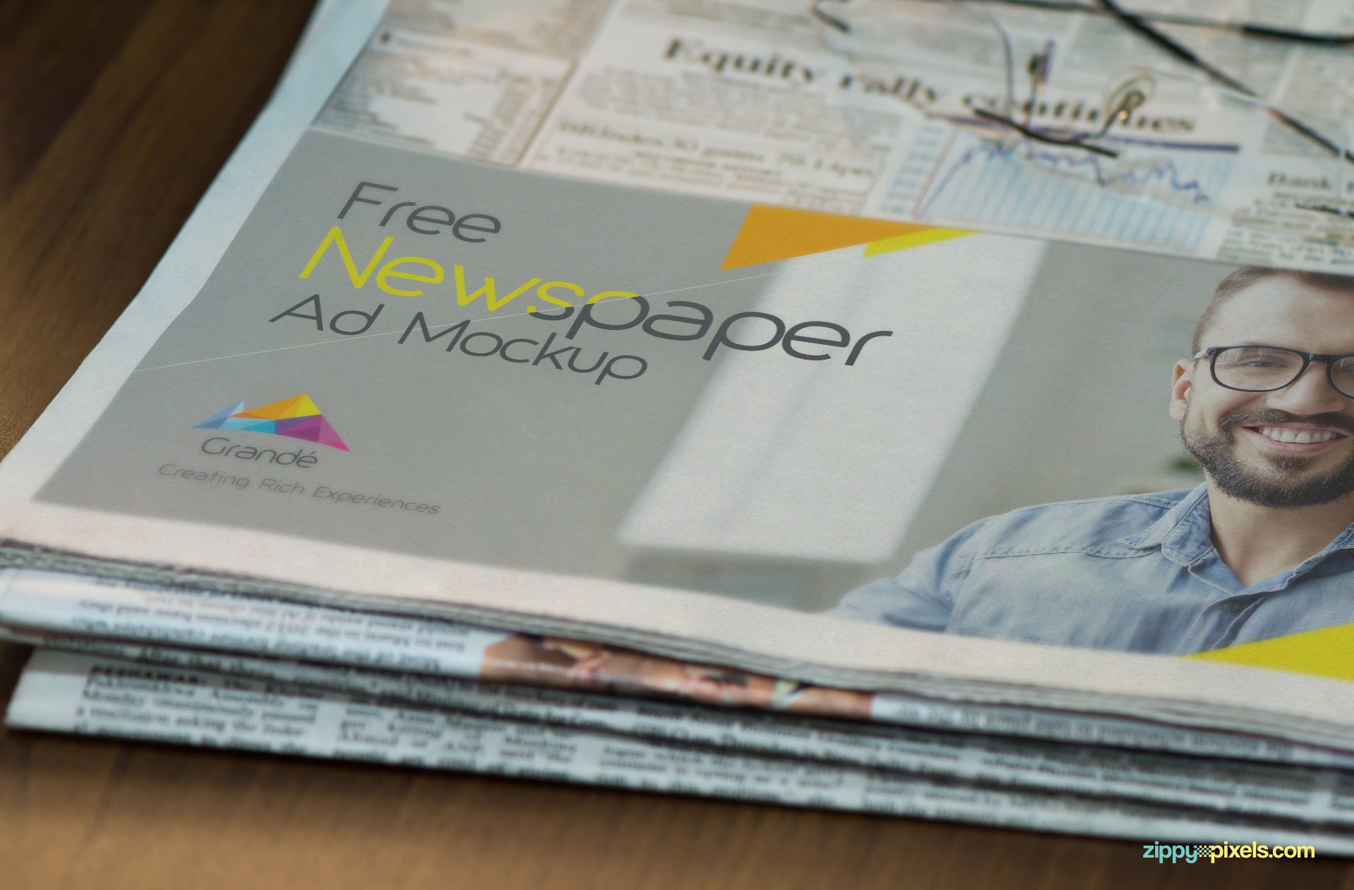 Half Folded Newspaper Mockup