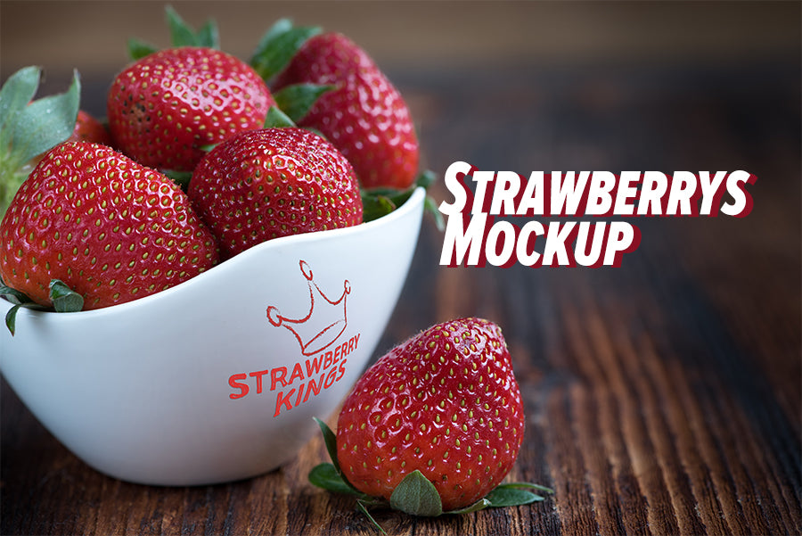 Strawberry’s in a White Bowl Mockup