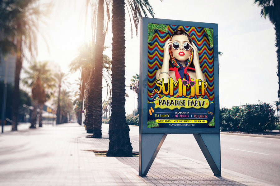 Summer Street Billboard PSD Mockup