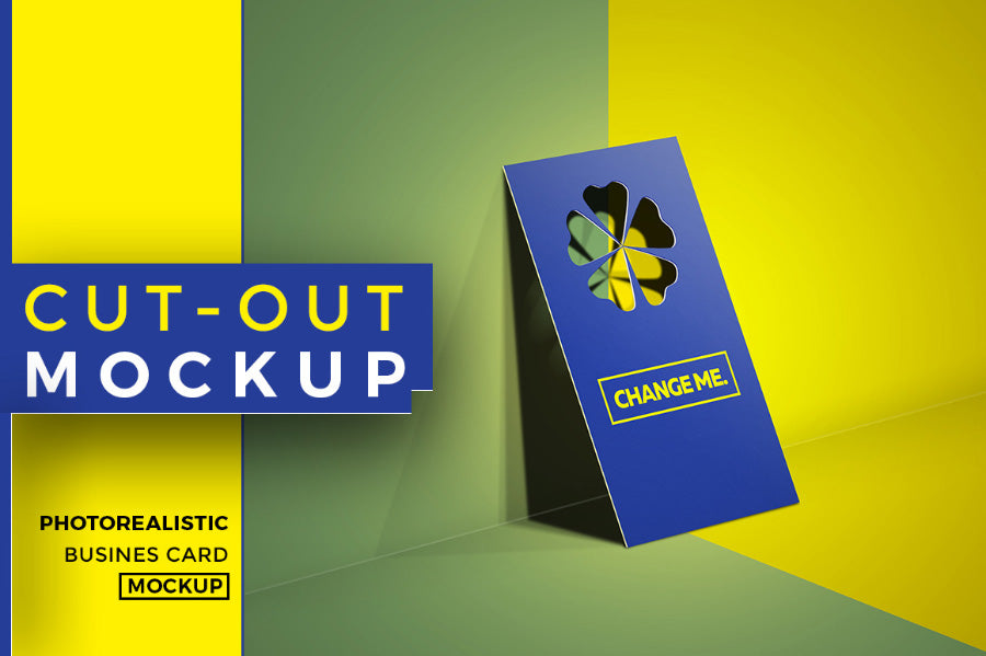 4 x Horizontal and Vertical Set of Cutout Business Card PSD Mockup