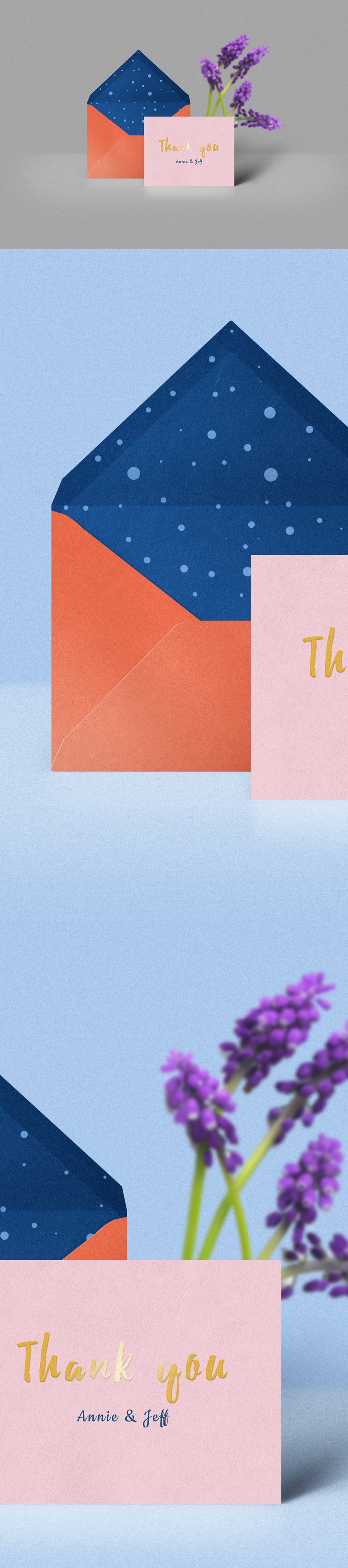 Thank You Card and Envelope Mockup