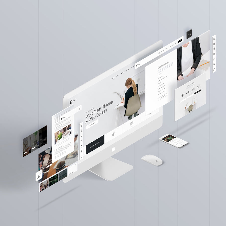 The Website Screen Display Designs Perspective PSD Mockup - Mockup Hunt