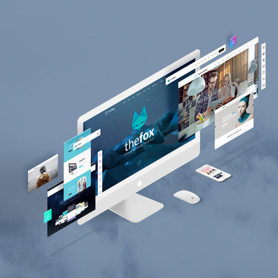 The Website Screen Display Designs Perspective PSD Mockup