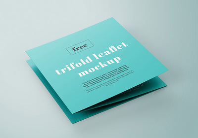 Collection of 5 Trifold Square Leaflet Mockups
