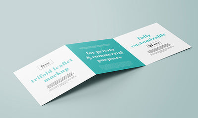 Collection of 5 Trifold Square Leaflet Mockups