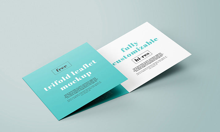 Collection of 5 Trifold Square Leaflet Mockups