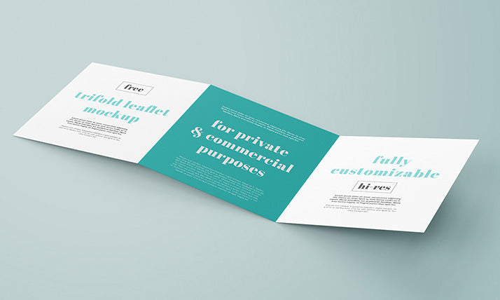 Collection of 5 Trifold Square Leaflet Mockups