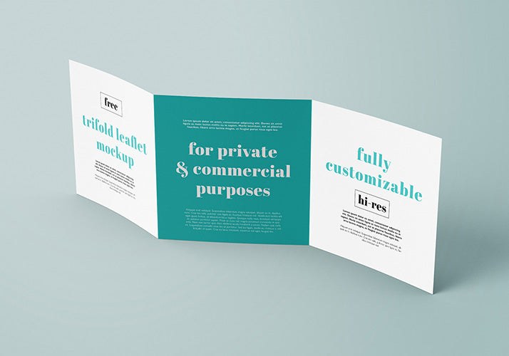 Collection of 5 Trifold Square Leaflet Mockups
