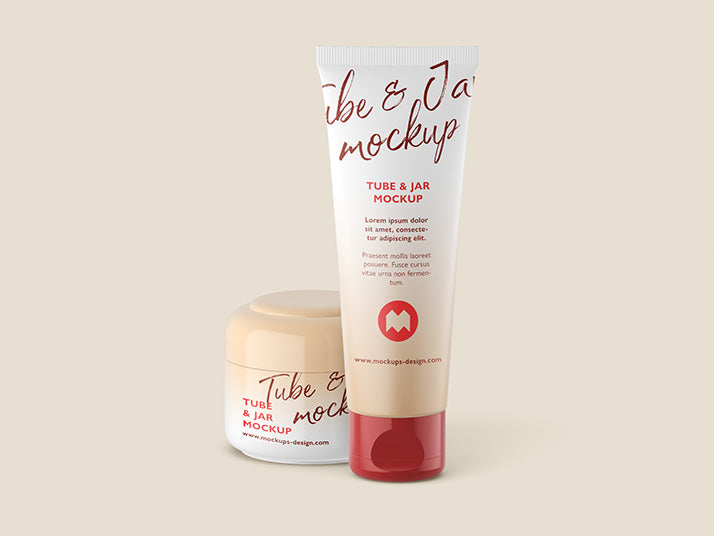 Clean Set of Cosmetic Tube and Jar Mockup