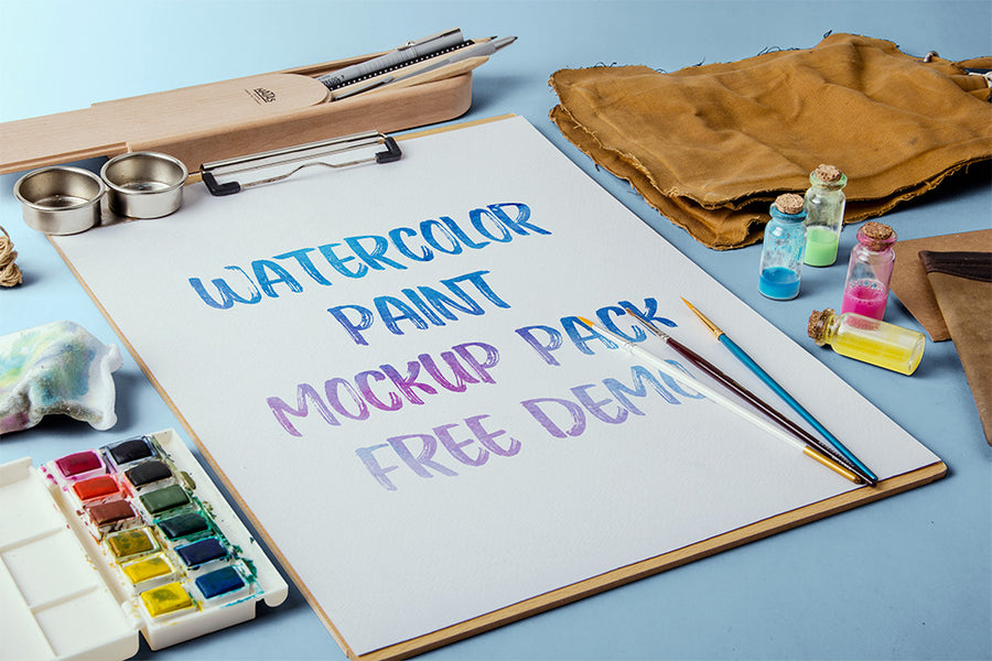 Watercolor Paint Paper or Canvas Mockup