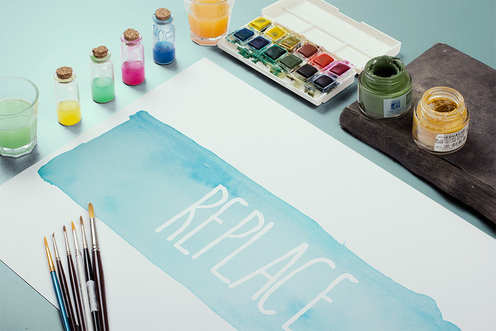 Watercolor Paint Paper or Canvas Mockup