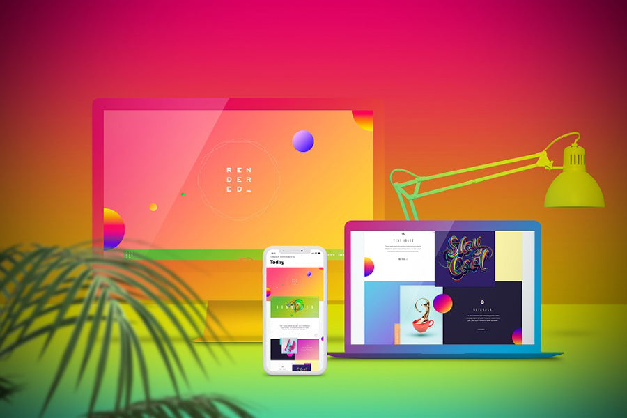 Isometric Web Design Showcase Mockup PSD