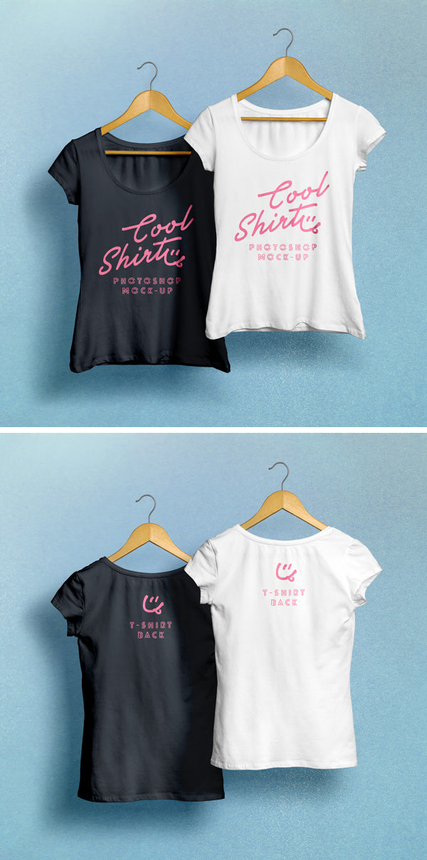 Woman T-Shirt MockUp PSD Hanging