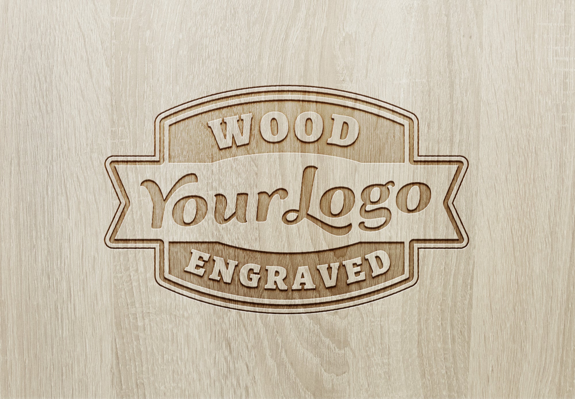 Authentic Wood Engraved Logo MockUp