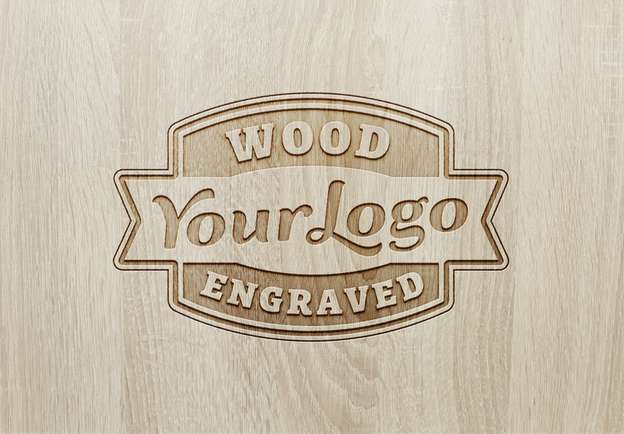 Authentic Wood Engraved Logo MockUp