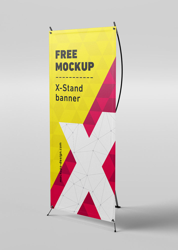 X-Stand Advertisement Banners Mockup 4 Views or Angles