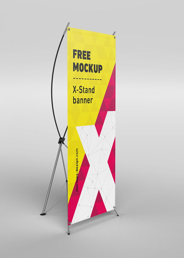 X-Stand Advertisement Banners Mockup 4 Views or Angles