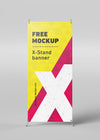 X-Stand Advertisement Banners Mockup 4 Views or Angles