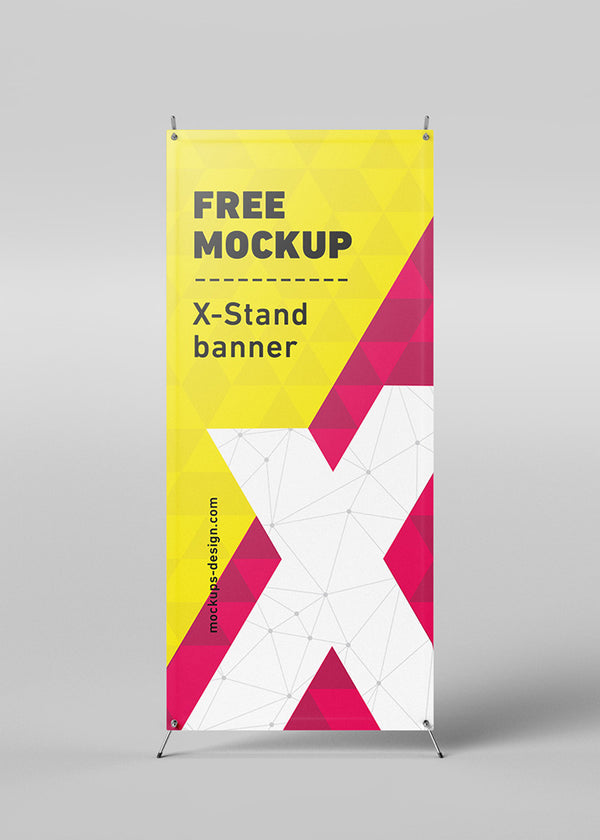 X-Stand Advertisement Banners Mockup 4 Views or Angles - Mockup Hunt