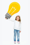 A Cute Girl Holding A Bulb Icon