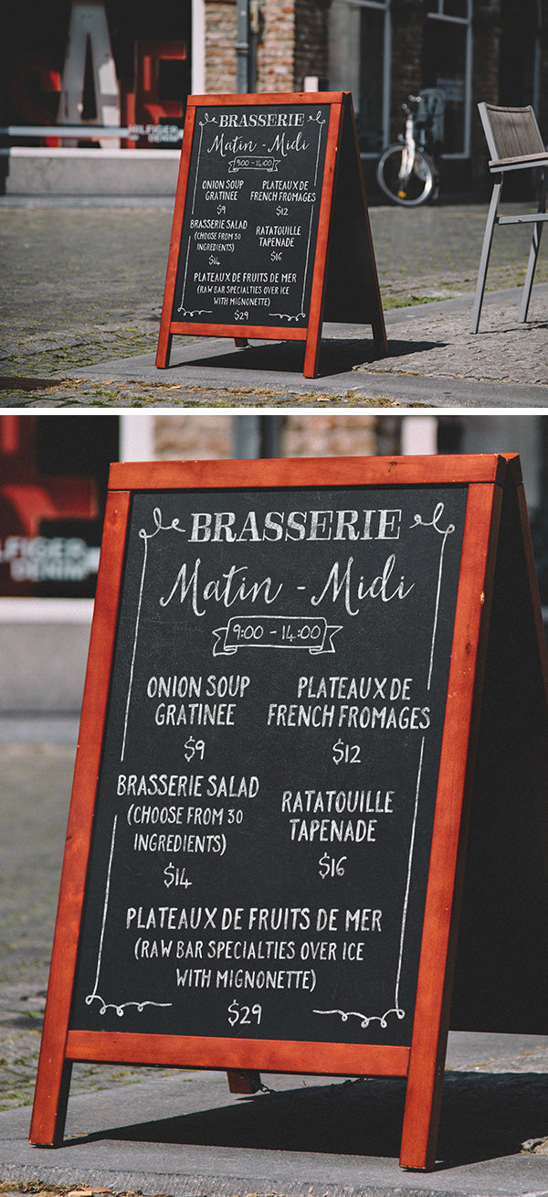 A-Frame Chalkboard Menu Mockup