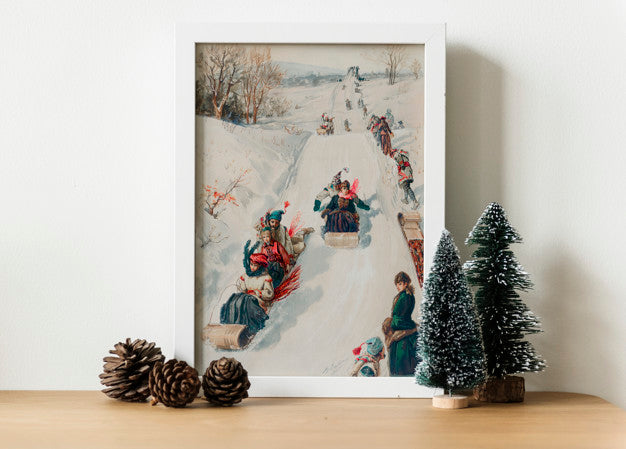 A Hand Drawing Picture Of Sled In Winter Picture Psd