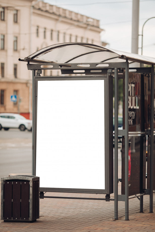A Large Billboard With Interesting Information And Advertising On It Installed Along A Wide Street In The City Center Psd