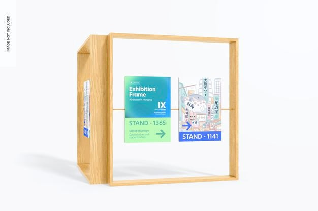 A0 Poster In Hanging Exhibition Frame Mockup, Perspective Psd