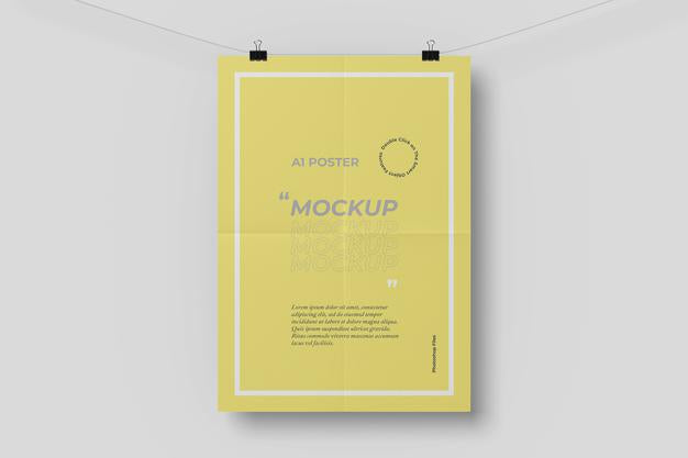A1 Poster Mockup With A Folding Effect Psd