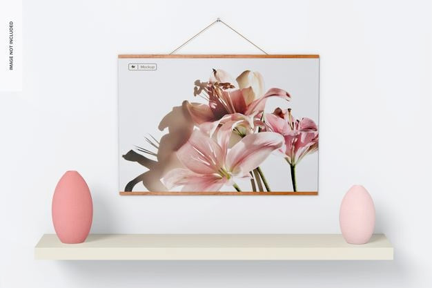 A1 Wooden Fram Poster Hanger Mockup, Front View Psd