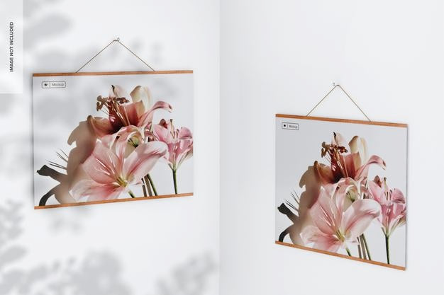 A1 Wooden Fram Posters Hanger Mockup Psd