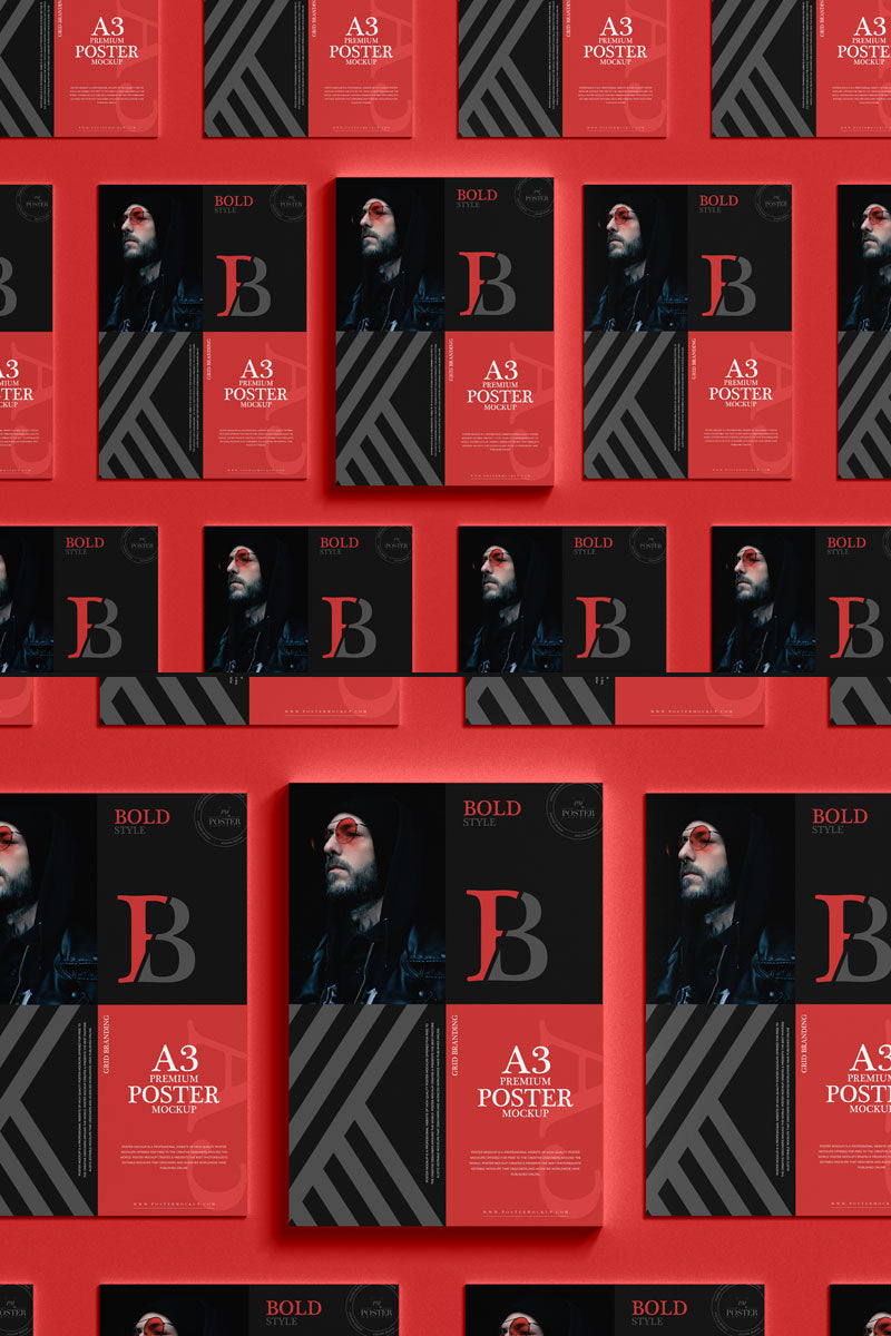 A3 Grid Poster Mockup Psd