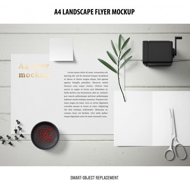 A4 Landscape Flyer Mockup Psd
