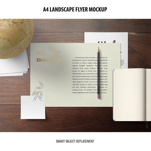 A4 Landscape Flyer Mockup Psd