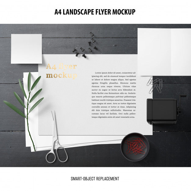 A4 Landscape Flyer Mockup Psd
