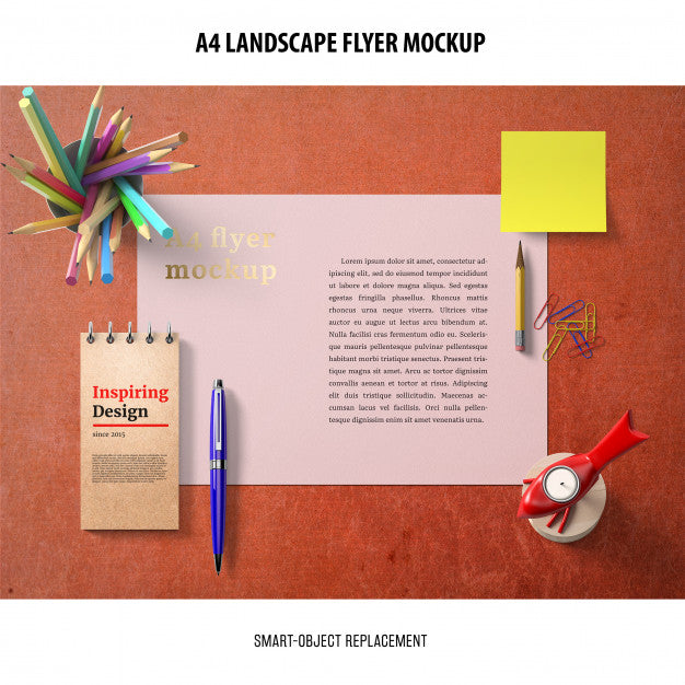 A4 Landscape Flyer Mockup Psd