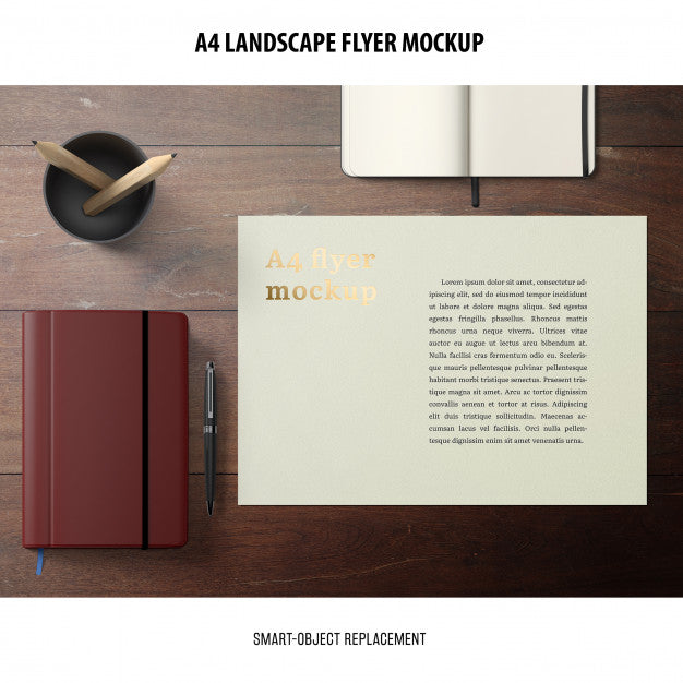 A4 Landscape Flyer Mockup Psd