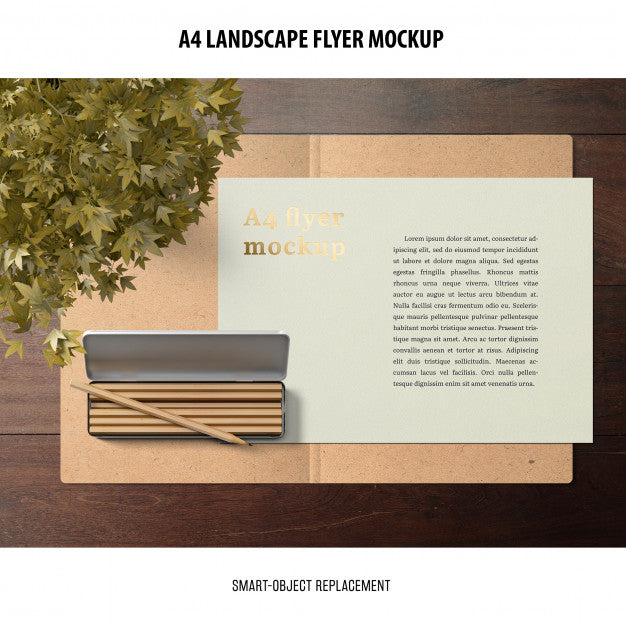A4 Landscape Flyer Mockup Psd
