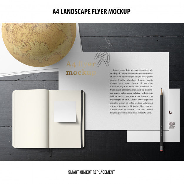 A4 Landscape Flyer Mockup Psd